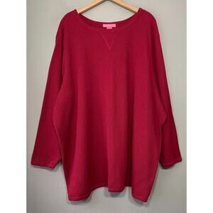 Woman Within Plus Size 5X Red Thermal Knit Top Lounge Athleisure Basic Casual